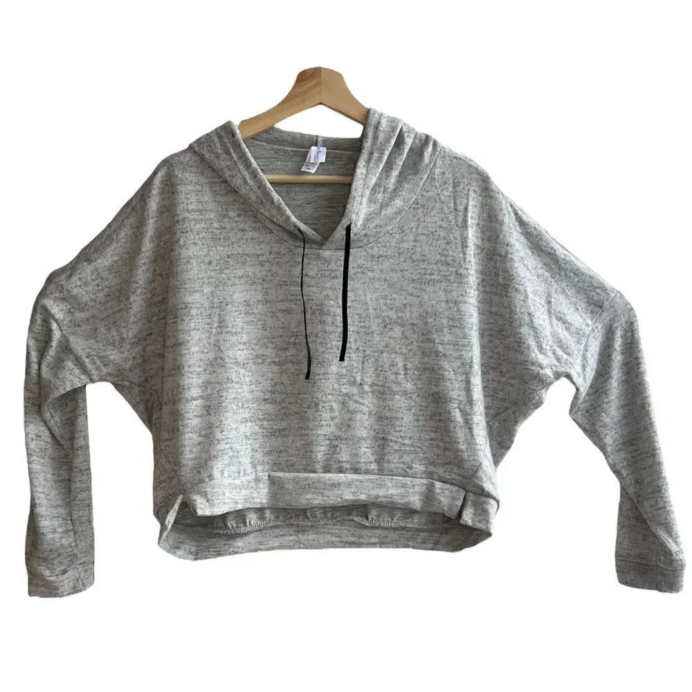 New Over The Limit Apparel Heather Gray Cropped Hooded Lightweight Sweatshirt
